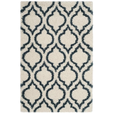 Flowers First 3 x 5 ft. Hudson Shag Power Loomed Rug, Ivory & Slate Blue - Small Rectangle FL1881783